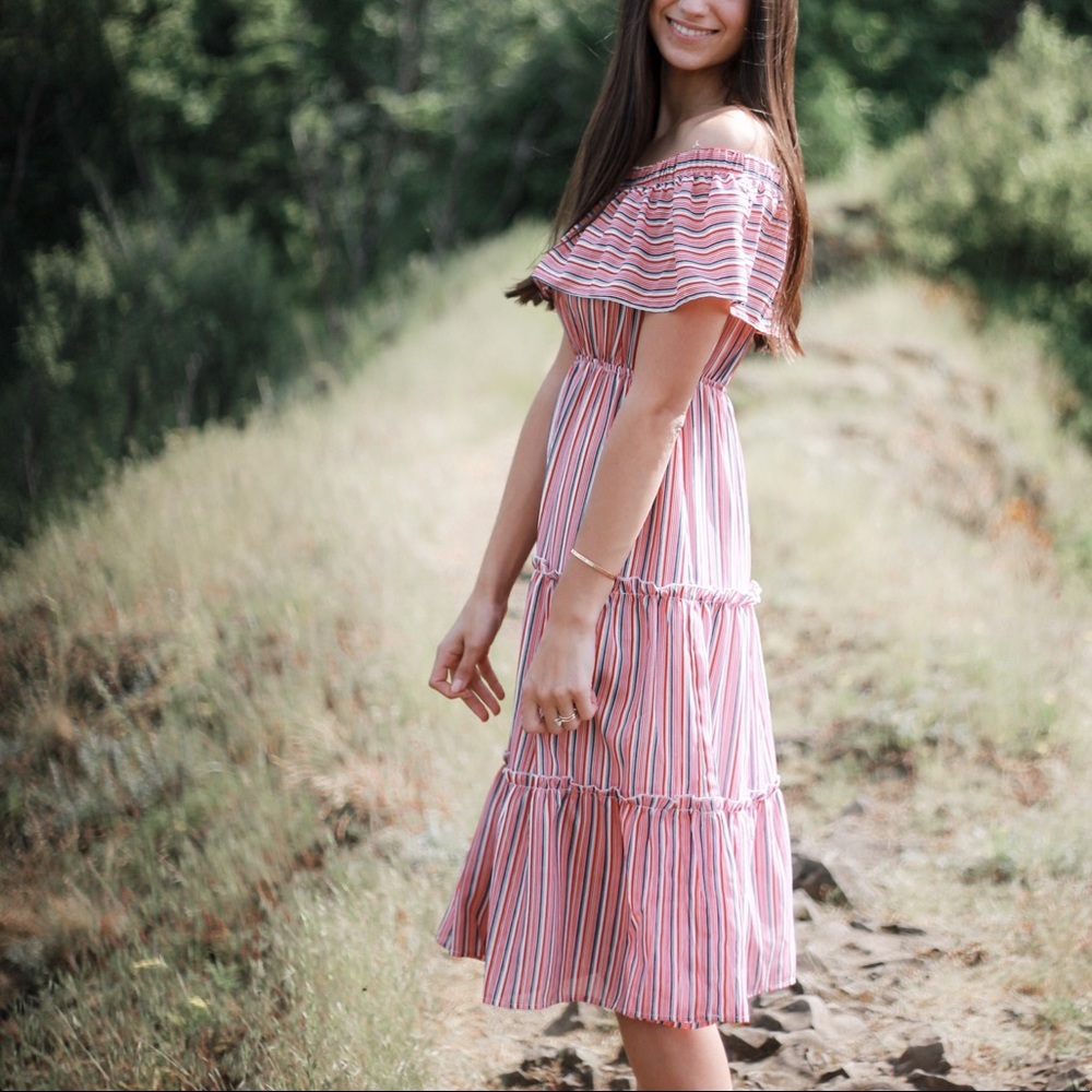 Stripped midi dress